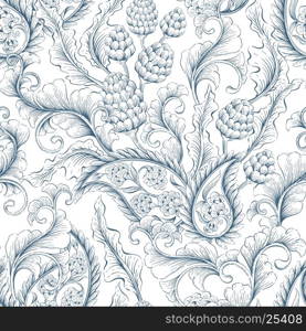 Seamless vector floral victorian background. Decorative backdrop for fabric, textile, wrapping paper, card, invitation, wallpaper, web design