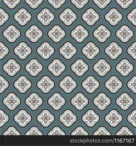 Seamless vector geometric quatrefoil rosette pattern background. Floral geometric shapes print texture for fabric.. Seamless vector geometric quatrefoil rosette pattern background.
