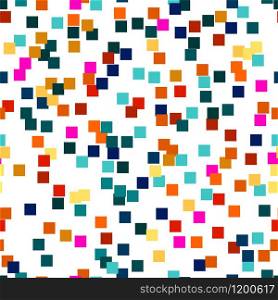 Seamless vector geometric stock pattern of colored squares for textiles, packaging, paper printing, simple backgrounds and textures.