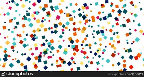 Seamless vector geometric stock pattern of colored squares of different sizes for textiles, packaging, paper printing, simple backgrounds and textures.
