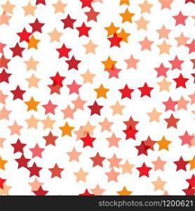 Seamless vector geometric stock pattern of colored stars for textiles, packaging, paper printing, simple backgrounds and textures.