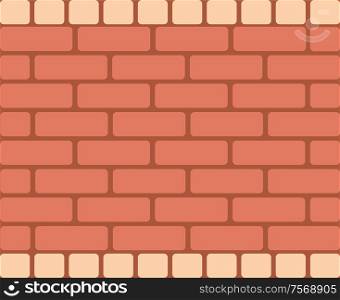 Seamless vector pattern. Brown geometrical bricks, horizontal rectangular stones. Simple cololrful print for background, wallpaper packaging wrapping. Brown Brick Wall, Horizontal Rectangular Vector