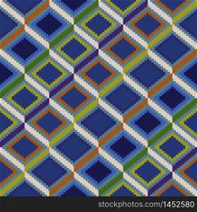 Seamless vector pattern of repetitive rhombic elements with blue, violet, orange and green colors