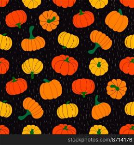 Seamless vector pattern of ripe pumpkins and stripes on a black background. Seamless vector pattern of ripe pumpkins and stripes on a black background. vector illustration 