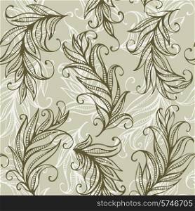 Seamless vector pattern with amazing feathers or leaves. Seamless vector pattern with amazing feathers and leaves
