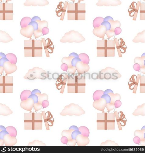 Seamless vector pattern with balloons. Baby shower party ornament. Gentle pattern for babies and newborns.. Seamless vector pattern with balloons. Baby shower party ornament. Gentle pattern for babies and newborns