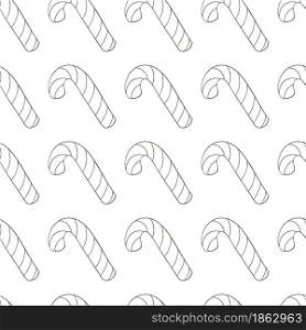 Seamless vector pattern with candy cane. Pattern in hand draw style. Coloring background. Can be used for fabric, packaging, wrapping paper, textile and etc. Seamless vector pattern. Christmas tree decorations. Pattern in hand draw style