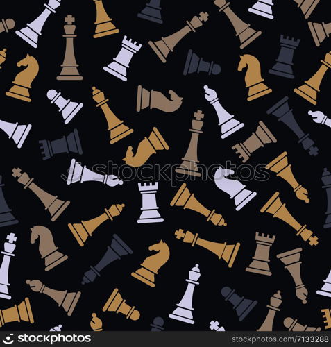 Seamless vector pattern with chess. World international chess day.. Seamless vector pattern with chess on grey