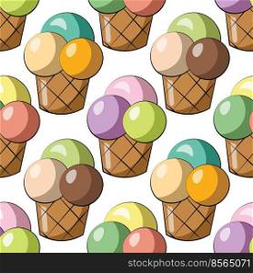 Seamless vector pattern with color ice cream
