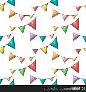 Seamless vector pattern with color little flags