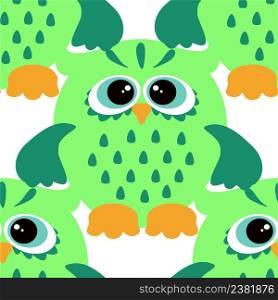 Seamless vector pattern with cute colorful owls. Childish seamless pattern with owls. Cartoon style seamless owl pattern fir kids