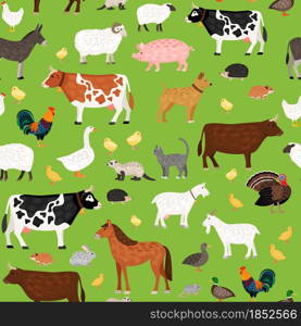 Seamless vector pattern with farm animals