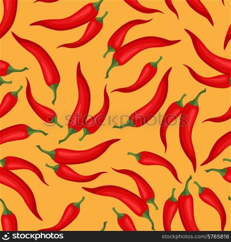 Seamless vector pattern with fresh ripe chili peppers.