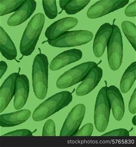Seamless vector pattern with fresh ripe cucumbers.