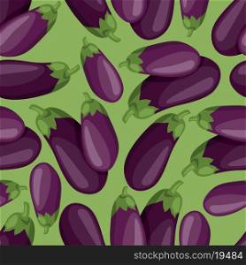 Seamless vector pattern with fresh ripe eggplants.