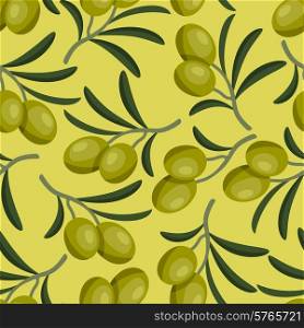 Seamless vector pattern with fresh ripe olive branches.