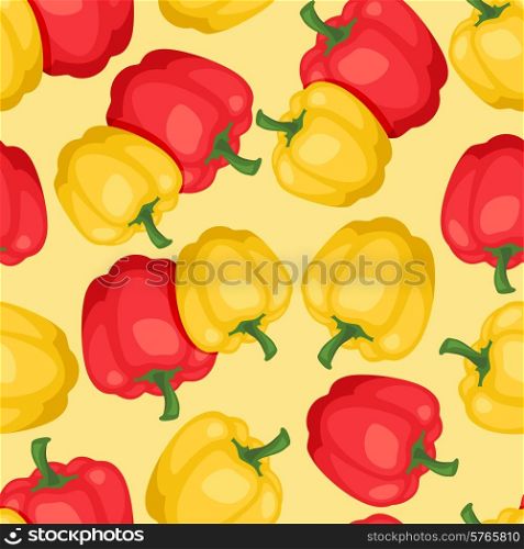 Seamless vector pattern with fresh ripe peppers.