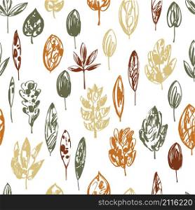Seamless vector pattern with hand drawn autumn leaves. Seamless vector pattern with autumn leaves