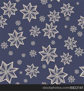 Seamless vector pattern with hand drawn doodle stars. Decorative vintage backdrop for fabric, textile, wrapping paper, card, invitation, wallpaper, web design.
