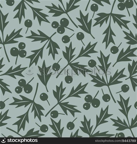 Seamless vector pattern with holly berries Forest green
