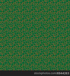Seamless vector pattern with many green circles over orange background