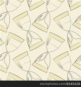 Seamless vector pattern with outline cartoon hourglass