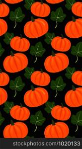 Seamless vector pattern with pumpkins and leaves for your creativity
