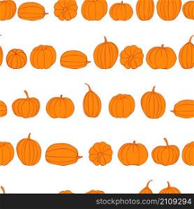 Seamless vector pattern with pumpkins. Pattern with pumpkins