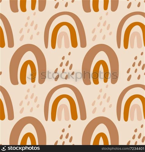 Seamless vector pattern with rainbow and drops of rain. Hand drawn illustration for kids. Pattern in cartoon style for poster, fabric, wallpaper, textile.. Seamless vector pattern with rainbow and drops of rain. Hand drawn illustration for kids. Pattern in cartoon style for poster, fabric, wallpaper, textile