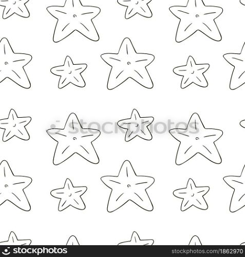 Seamless vector pattern with stars. Pattern in hand draw style. Coloring background. Can be used for fabric and etc. Seamless vector pattern. Christmas tree decorations. Pattern in hand draw style