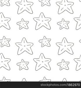 Seamless vector pattern with stars. Pattern in hand draw style. Coloring background. Can be used for fabric and etc. Seamless vector pattern. Christmas tree decorations. Pattern in hand draw style