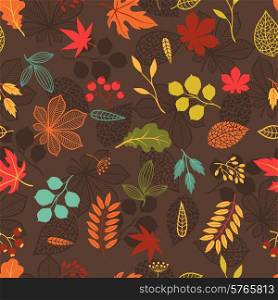 Seamless vector pattern with stylized autumn leaves.