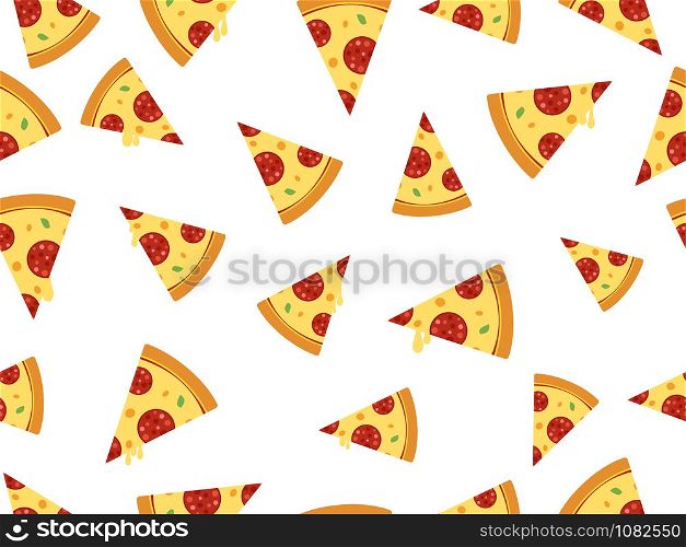Seamless vector pizza slice isolated on white background