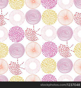 seamless vector repeat pattern of hand-drawn, abstract circles