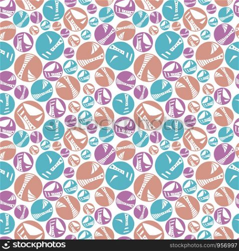 seamless vector repeat pattern of hand-drawn, abstract circles in a cheerful pastel colour palette