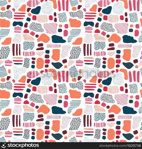 seamless vector repeat pattern of hand-drawn, abstract, pebble-like motifs