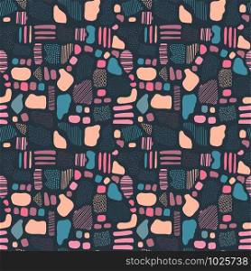seamless vector repeat pattern of hand-drawn, abstract, pebble-like motifs