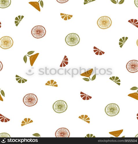 seamless vector repeat pattern of hand-drawn citrus motifs