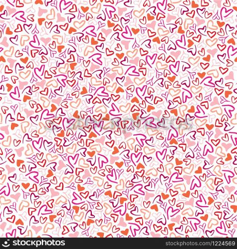 seamless vector repeat pattern of hand-drawn heart motifs