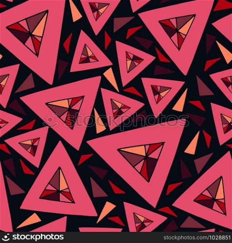seamless vector repeat pattern of hand-drawn triangle motifs