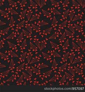 seamless vector repeat pattern texture of hand-drawn, abstract floral motifs on a striking dark background
