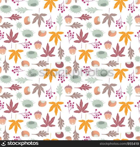 seamless vector repeat pattern texture of hand-drawn autumn motifs