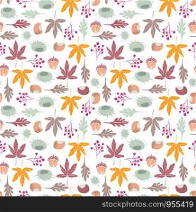 seamless vector repeat pattern texture of hand-drawn autumn motifs