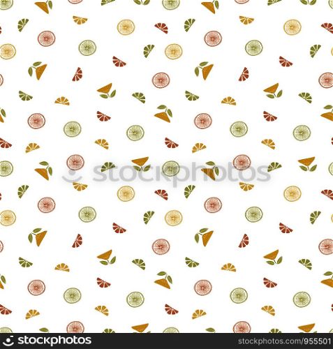 seamless vector repeat pattern texture of hand-drawn citrus motifs