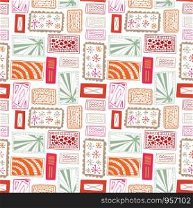 seamless vector repeat pattern texture of hand-drawn, doodled rectangles in a fun-filled design