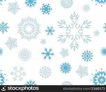 seamless vector snowflakes background in different shapes