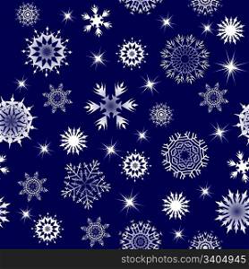 Seamless vector snowflakes background in different shapes