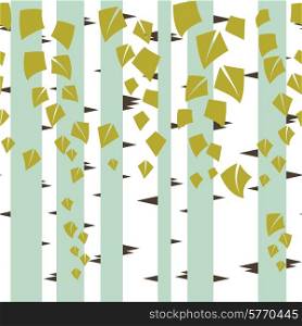 Seamless vector texture with green trees of birch.