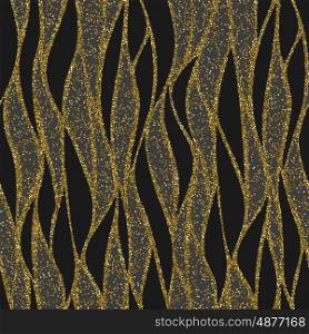 Seamless vector wave pattern for textile and decoration.. Seamless vector abstract wave pattern for textile and decoration with gold glitter effect
