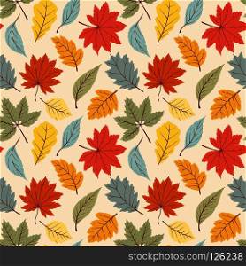 Seamless vintage background pattern with  autumn leaves. Fall backdrop for fabric, textile, wrapping paper, card, invitation, wallpaper, web design.. Autumn Seamless Pattern